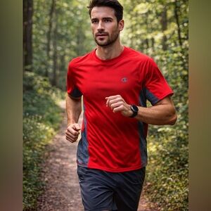 Champion Vapor Red and Gray Athletic Shirt Short Sleeve Shirt Size XL